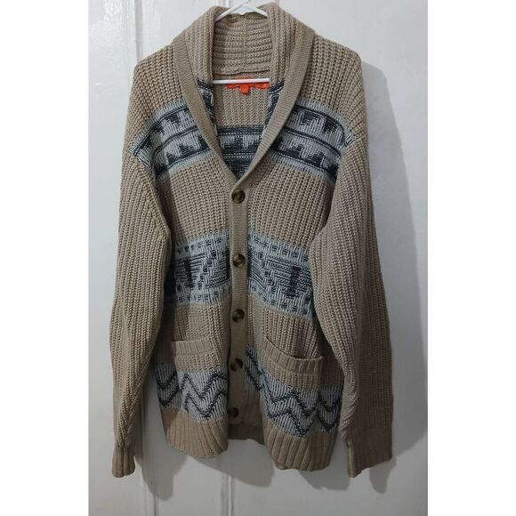 Jack threads mens xl shawl collar SOFT WOOL cardigan sweater tan beige - Picture 2 of 7